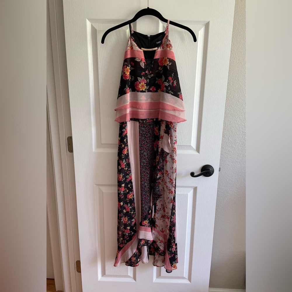 Kensie Dress Pink & Black Floral-print. Pre-owned. Size 12.